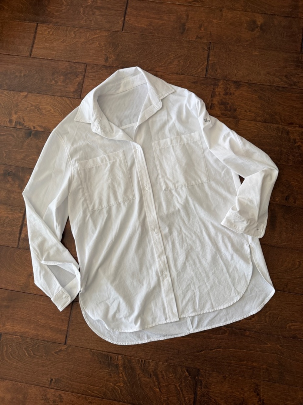 alo White Button-Up Shirt - Lightweight Long Sleeve